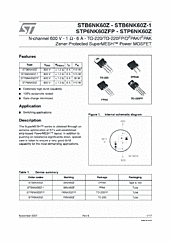 DataSheet STP6NK60ZFP pdf